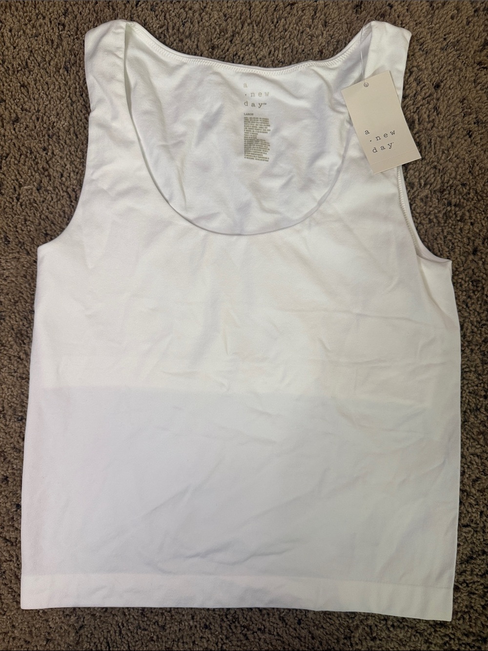 a new day White Scoop Tank Top
